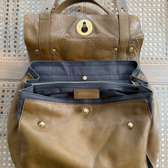 YSL - Yves Saint Laurent MUSE TWO in Brown Leather and Grey Canvas - Picture 5 of 9